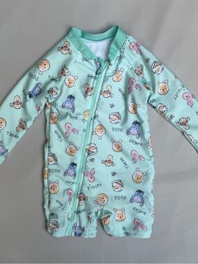 Disney Kids Mint Green Pooh & Friends Rashguard Swim Suit 9m